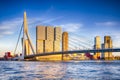 Travel Destinations. Sunny View of Rotterdam Port Cityscape