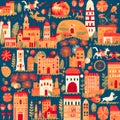 travel destinations vector pattern .