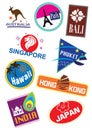 Travel different country sticker set