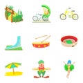 Travel dream icons set, cartoon style Royalty Free Stock Photo