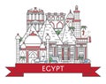 Travel Egypt poster in linear style Royalty Free Stock Photo