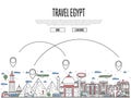 Travel Egypt poster in linear style Royalty Free Stock Photo