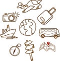 Travel element set doodle style Royalty Free Stock Photo