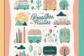 Travel elements collection, beautiful objects, travel,  vacation theme, Generative Ai Royalty Free Stock Photo