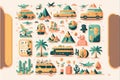 Travel elements collection, beautiful objects, travel,  vacation theme, Generative Ai Royalty Free Stock Photo