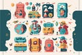 Travel elements collection, beautiful objects, travel,  vacation theme, Generative Ai Royalty Free Stock Photo