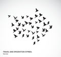 Travel and emigration birds symbol black and white.
