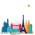 Travel Europe paper cut world monuments Royalty Free Stock Photo