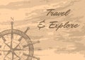 Travel and explore banner with compass windrose