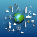 Travel famous monument of the world. Icon Royalty Free Stock Photo