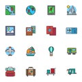 Travel filled outline icons set Royalty Free Stock Photo