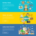 Travel Flat Horizontal Banner Set vector design illustration