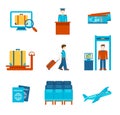 Travel flat style people objects tickets infographics icon set