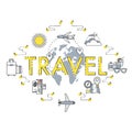 Travel flat thin line around the world vector