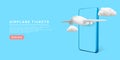 Travel and flight ticket advertising template with airplane. Time to travel. Vector illustration Royalty Free Stock Photo