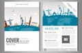 Travel flyer design with famous world landmarks. Brochure headline for Travel and Tourism. Vector. Modern flat design. Royalty Free Stock Photo