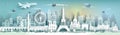 Travel France famous landmarks of the world with cityscape background