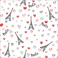 Travel France seamless pattern. Paris city landmark wallpaper. Royalty Free Stock Photo