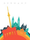 Travel Germany 3d paper cut world landmarks Royalty Free Stock Photo