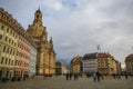 Elegant baroque Dresden. square Neumarkt with famous Frauenkirche church