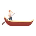 Travel gondola icon cartoon vector. Venice gondolier Royalty Free Stock Photo