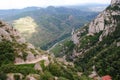 The travel on the green mountains Montserrat in Spain