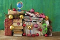 Travel guides and maps as christmas gift,travelling,vacation,globetrotter,information,reading,tourism,books and decoration