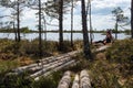 Woman tourist on a picturesque island scans the surroundings.