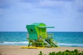 Travel holiday ocean location concept. Miami Beach Lifeguard Stand in the Florida sunshine. Royalty Free Stock Photo