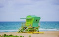 Travel holiday ocean location concept. Miami Beach Lifeguard Stand in the Florida sunshine. Royalty Free Stock Photo