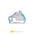 travel holiday tour and vacancy concept vector illustration. cruise ship doodle gradient fill line icon sign symbol