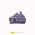 travel holiday tour and vacancy concept vector illustration. cruise ship doodle silhouette glyph icon sign symbol