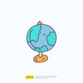 travel holiday tour and vacancy concept vector illustration. earth globe doodle fill color icon sign symbol Royalty Free Stock Photo