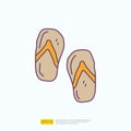 travel holiday tour and vacancy concept vector illustration. flip flop sandal doodle fill color icon sign symbol