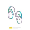 travel holiday tour and vacancy concept vector illustration. flip flop sandal doodle gradient fill line icon sign symbol