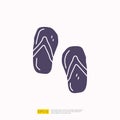 travel holiday tour and vacancy concept vector illustration. flip flop sandal doodle silhouette glyph icon sign symbol