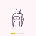 travel holiday tour and vacancy concept vector illustration. suitcase doodle linear icon sign symbol