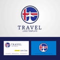 Travel Iceland Creative Circle flag Logo and Business card design