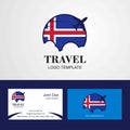 Travel Iceland Flag Logo and Visiting Card Design