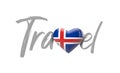 Travel Iceland love heart flag. 3D Rendering