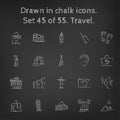 Travel icon set drawn in chalk Royalty Free Stock Photo