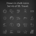 Travel icon set drawn in chalk Royalty Free Stock Photo