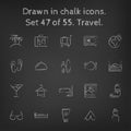 Travel icon set drawn in chalk Royalty Free Stock Photo