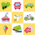 Travel icon set. Flat design trend. Vector illustration. Royalty Free Stock Photo