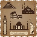 Travel icon set2, sepia vector silhouettes