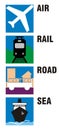 Travel Icons - Air, Rail, Road Royalty Free Stock Photo