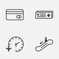 Travel Icons Set. Collection Of Travel Clock, Airport Card, Plastic Card And Other Elements. Also Includes Symbols Such Royalty Free Stock Photo