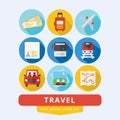 Travel icons set flat design vector illustration