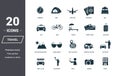 Travel icons set. Premium quality symbol collection. Honeymoon icon set simple elements. Ready to use in web design, apps, softwar