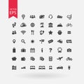 Travel icons set. Tourism signs collection. Vacation symbols on white background. Flat design style.